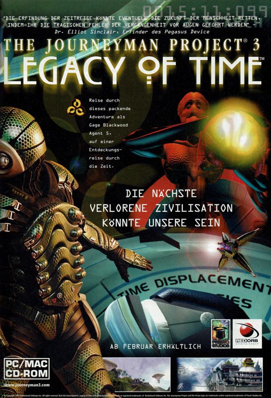 The Journeyman Project 3: Legacy of Time Magazine Advertisement (Magazine Advertisements): PC Player (Germany), Issue 03/1998