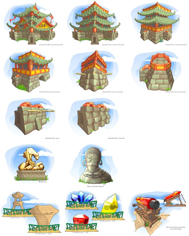 Worms Forts: Under Siege Concept Art (Acclaim Summer 2004 Media Kit): Buildings Concept Art
