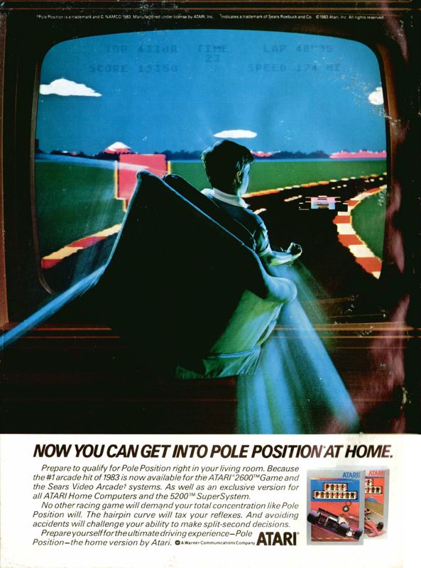 Pole Position Magazine Advertisement (Magazine Advertisements): Videogaming & Computergaming Illustrated (USA), December 1983 (page 84/back cover)