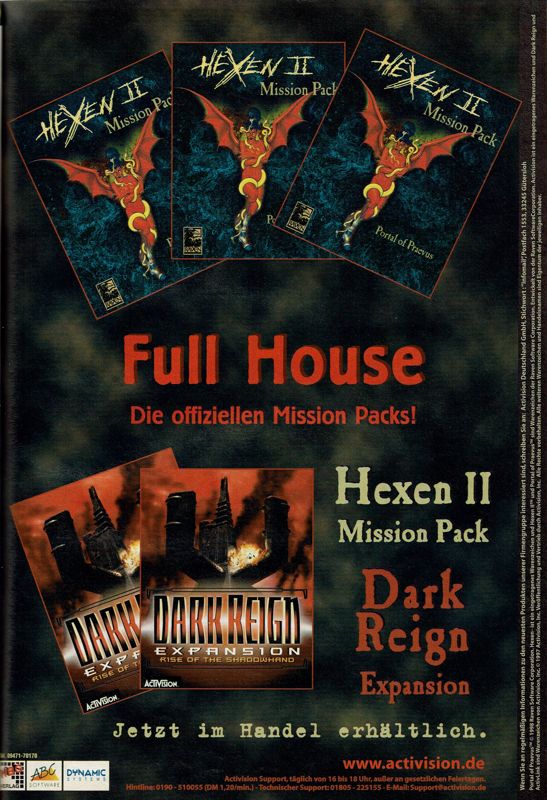 Dark Reign: Rise of the Shadowhand Magazine Advertisement (Magazine Advertisements): PC Player (Germany), Issue 05/1998