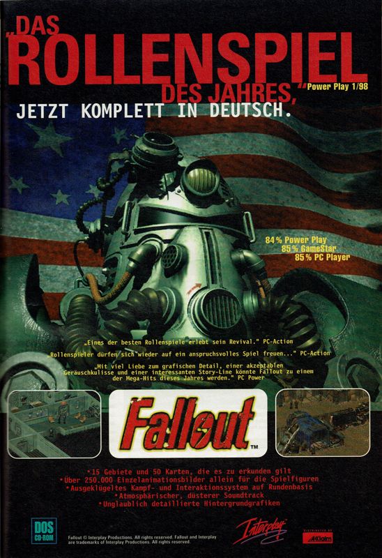 Fallout Magazine Advertisement (Magazine Advertisements): PC Player (Germany), Issue 05/1998