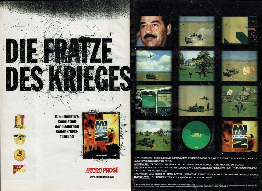 M1 Tank Platoon II Magazine Advertisement (Magazine Advertisements): PC Player (Germany), Issue 05/1998