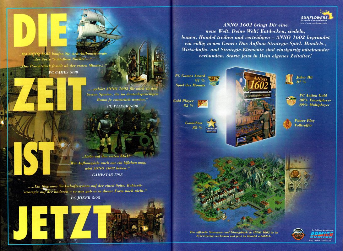 Anno 1602: Creation of a New World Magazine Advertisement (Magazine Advertisements): PC Player (Germany), Issue 06/1998