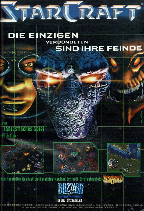 StarCraft Magazine Advertisement (Magazine Advertisements): PC Player (Germany), Issue 07/1998
