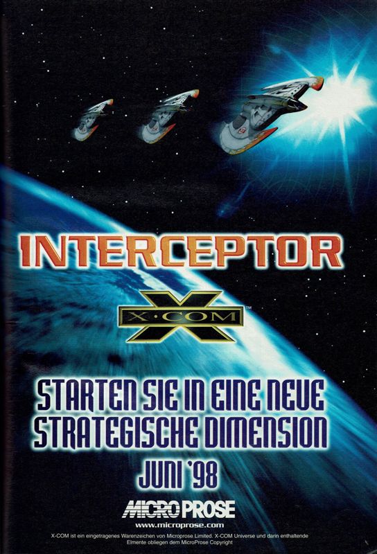 X-COM: Interceptor Magazine Advertisement (Magazine Advertisements): PC Player (Germany), Issue 07/1998