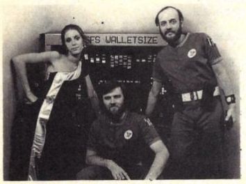 SFS Walletsize: Spaceship Simulator Other (Byte Magazine Vol. 4 No. 01 January 1978): At computer shows, the staff of the 2005AD wears futuristic spacepeople costumes. Photograph with staff