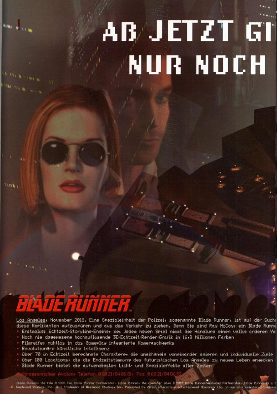 Blade Runner Magazine Advertisement (Magazine Advertisements): MCV (Germany), Issue 12/1997