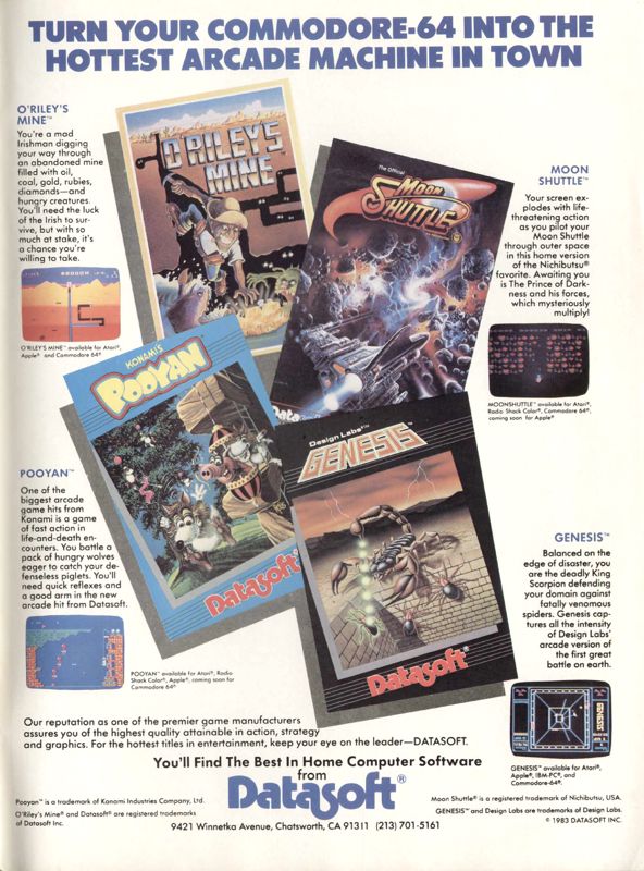 Pooyan Magazine Advertisement (Magazine Advertisements): Videogaming and Computergaming Illustrated (USA), November 1983 (page 83)