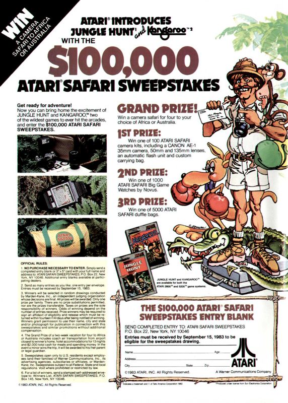 Kangaroo Magazine Advertisement (Magazine Advertisements): Videogaming and Computergaming Illustrated (USA), September 1983 (page 2)