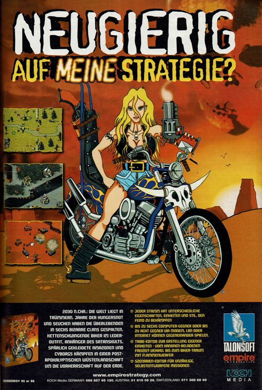 Tribal Rage Magazine Advertisement (Magazine Advertisements): PC Player (Germany), Issue 10/1998