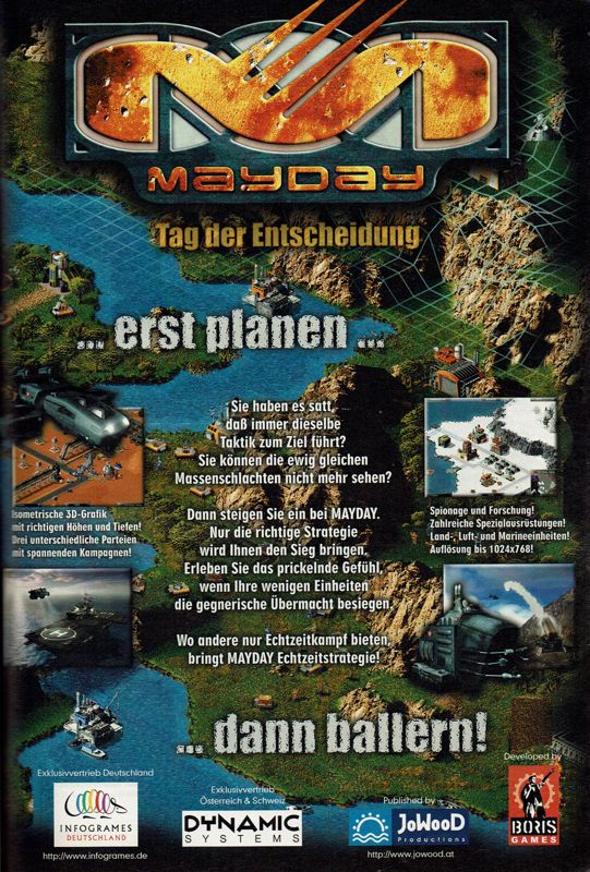 Mayday: Conflict Earth Magazine Advertisement (Magazine Advertisements): PC Player (Germany), Issue 11/1998