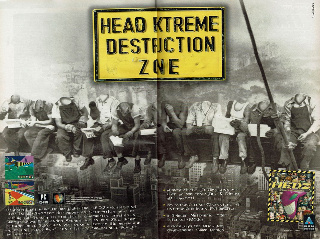 H.E.D.Z.: Head Extreme Destruction Zone Magazine Advertisement (Magazine Advertisements): PC Player (Germany), Issue 11/1998