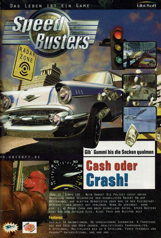 Speed Busters: American Highways Magazine Advertisement (Magazine Advertisements): PC Player (Germany), Issue 11/1998