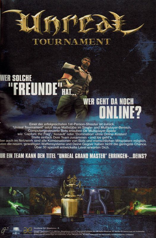 Unreal Tournament Magazine Advertisement (Magazine Advertisements): PC Player (Germany), Issue 05/1999