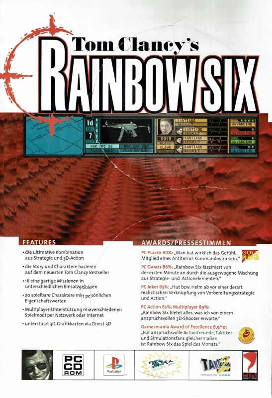 Tom Clancy's Rainbow Six Magazine Advertisement (Magazine Advertisements): PC Player (Germany), Issue 12/1998