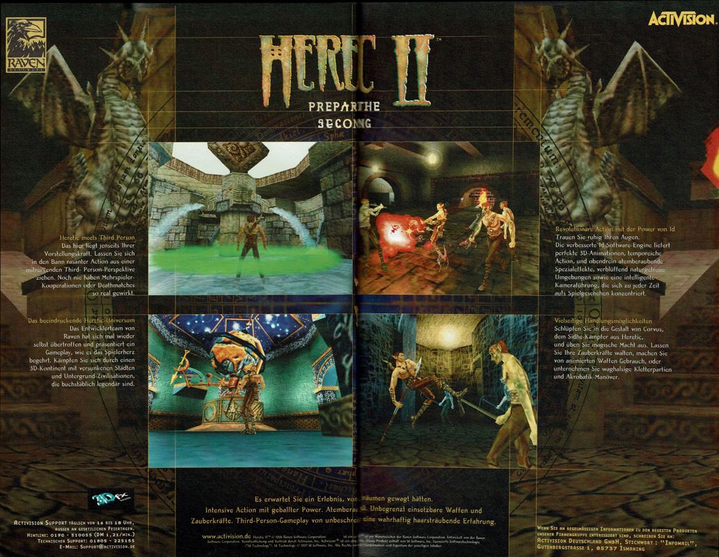 Heretic II Magazine Advertisement (Magazine Advertisements):<br> PC Player (Germany), Issue 12/1998