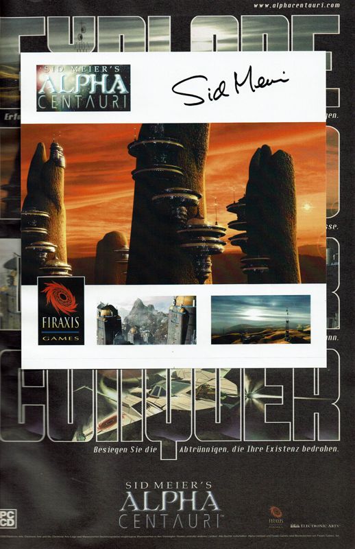 Sid Meier's Alpha Centauri Magazine Advertisement (Magazine Advertisements): PC Player (Germany), Issue 03/1999