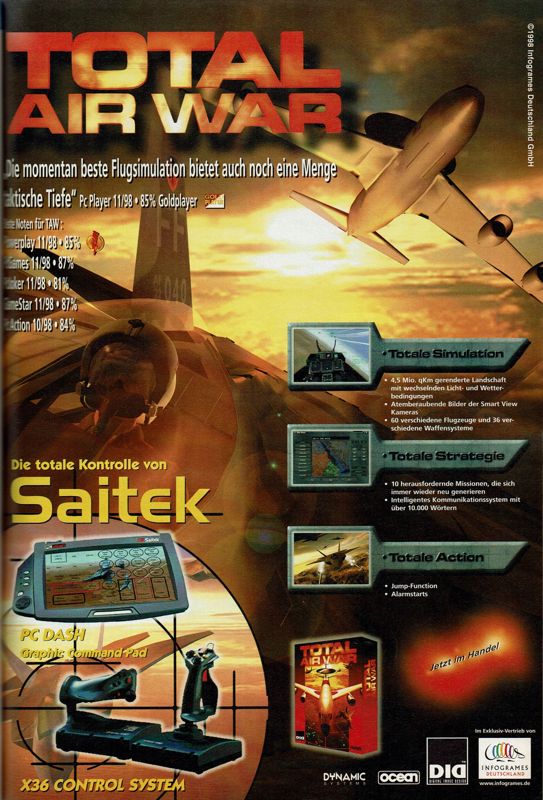Total Air War Magazine Advertisement (Magazine Advertisements): PC Player (Germany), Issue 12/1998