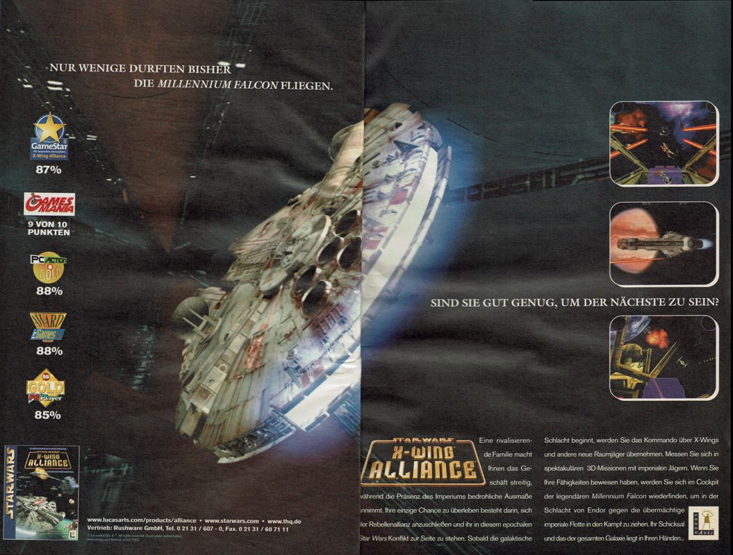 Star Wars: X-Wing Alliance Magazine Advertisement (Magazine Advertisements): PC Player (Germany), Issue 06/1999
