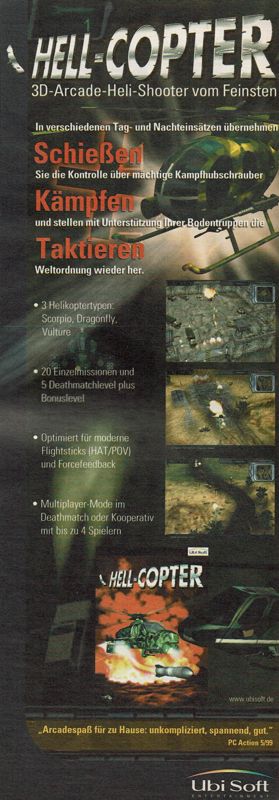 Hell-Copter Magazine Advertisement (Magazine Advertisements): PC Player (Germany), Issue 07/1999