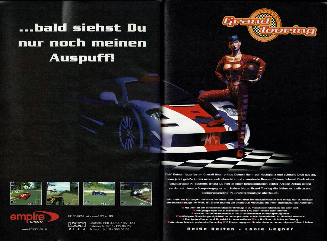 Grand Touring Magazine Advertisement (Magazine Advertisements): PC Player (Germany), Issue 01/1999
