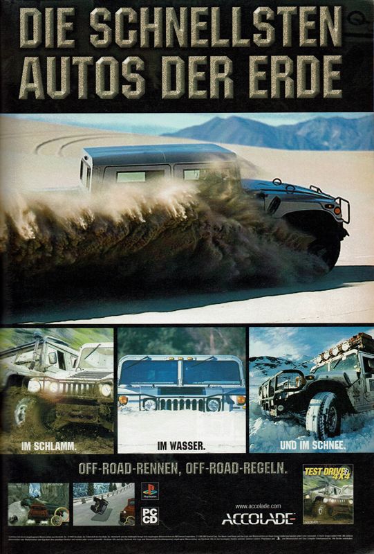 Test Drive: Off-Road 2 Magazine Advertisement (Magazine Advertisements): PC Player (Germany), Issue 01/1999