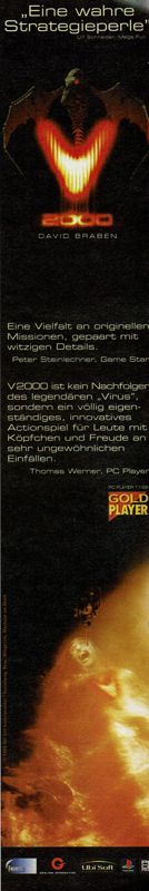 V2000 Magazine Advertisement (Magazine Advertisements): PC Player (Germany), Issue 01/1999