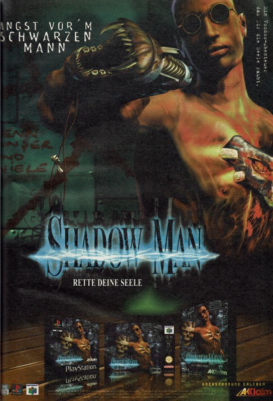 Shadow Man Magazine Advertisement (Magazine Advertisements): PC Player (Germany), Issue 10/1999