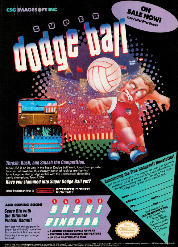Super Dodge Ball Magazine Advertisement (Magazine Advertisements): Game Player's (United States), Issue 04 (October 1989) Page 7