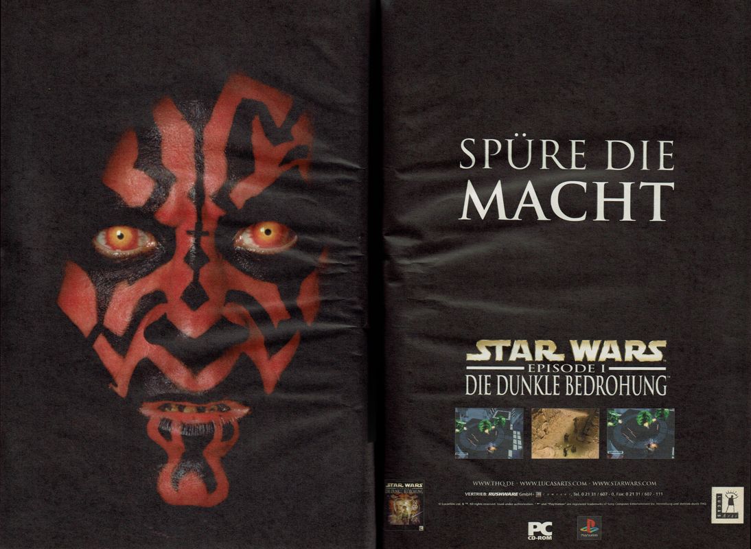 Star Wars: Episode I - The Phantom Menace Magazine Advertisement (Magazine Advertisements): PC Player (Germany), Issue 09/1999