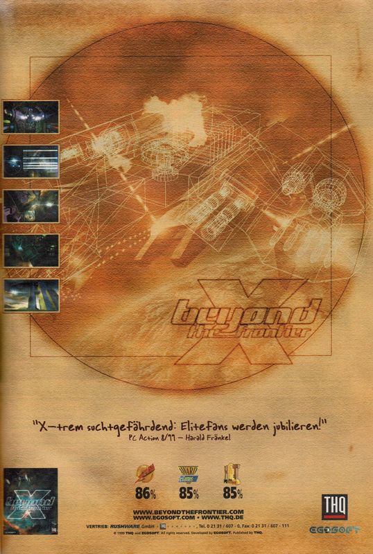 X: Beyond the Frontier Magazine Advertisement (Magazine Advertisements): PC Player (Germany), Issue 09/1999 Part 5