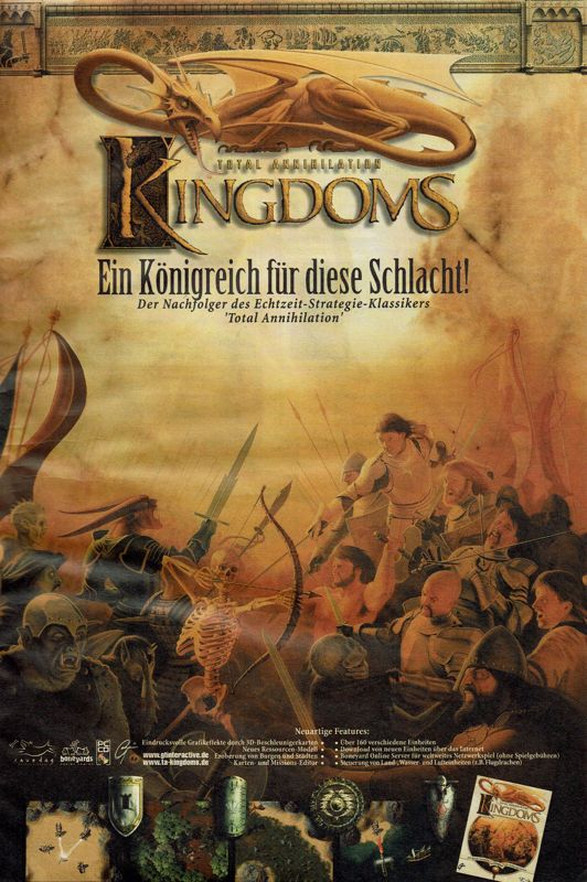Total Annihilation: Kingdoms Magazine Advertisement (Magazine Advertisements): PC Player (Germany), Issue 09/1999