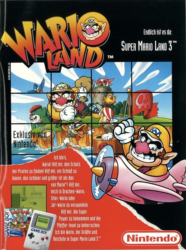 Wario Land: Super Mario Land 3 Magazine Advertisement (Magazine Advertisements): Club Nintendo (Germany), June 1994, page 75
