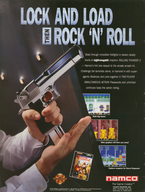 Rolling Thunder 2 Magazine Advertisement (Magazine Advertisements): Game Informer Magazine, January/February Issue 1992, inside cover