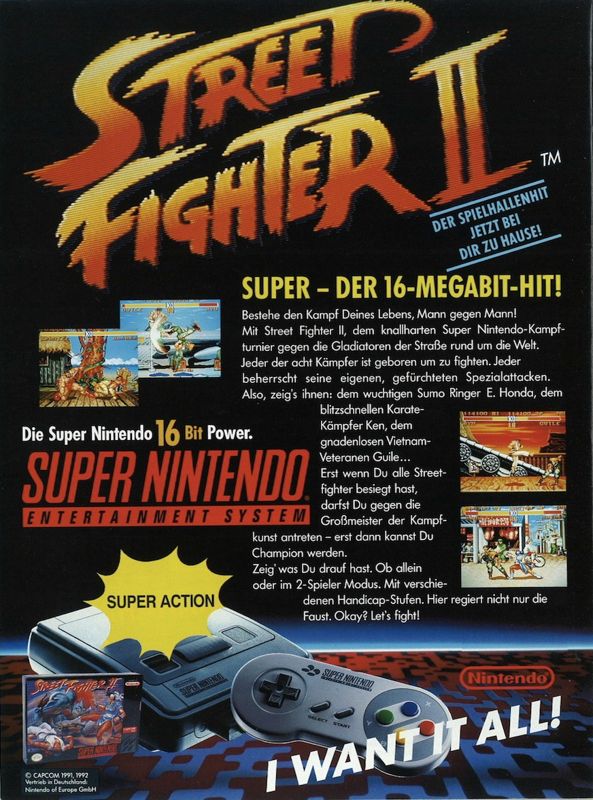 Street Fighter II Magazine Advertisement (Magazine Advertisements): Club Nintendo (Germany), September 1993, page 74