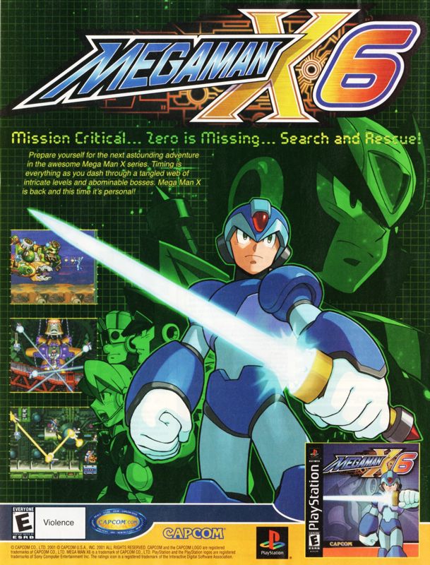 Mega Man X6 Magazine Advertisement (Magazine Advertisements): PSM (U.S.), #56, March 2002