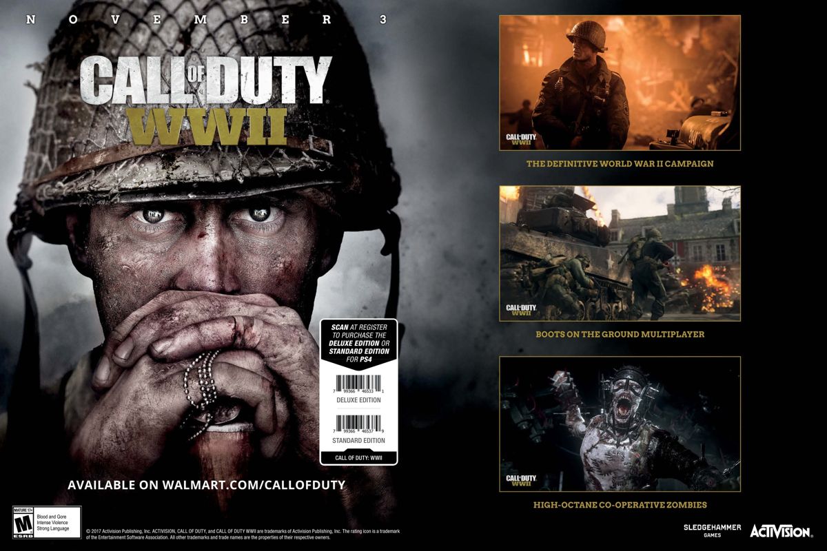 Call of Duty: WWII Magazine Advertisement (Magazine Advertisements): Walmart GameCenter (US), Issue 53 (2017) Pages 2-3 (Inside Front Cover)