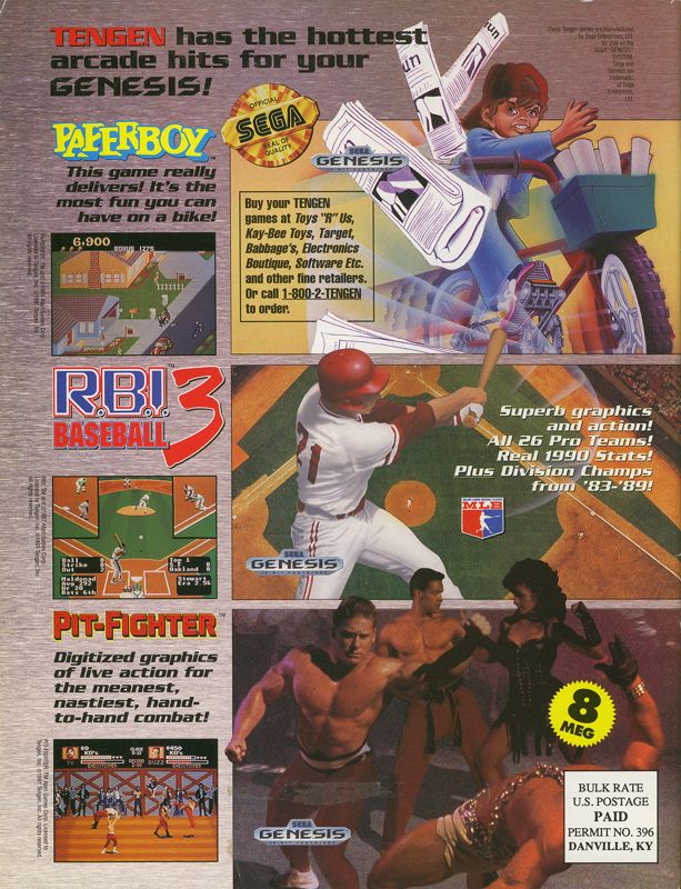 Pit-Fighter Magazine Advertisement (Magazine Advertisements): Game Informer Magazine, January/February Issue 1992, back cover