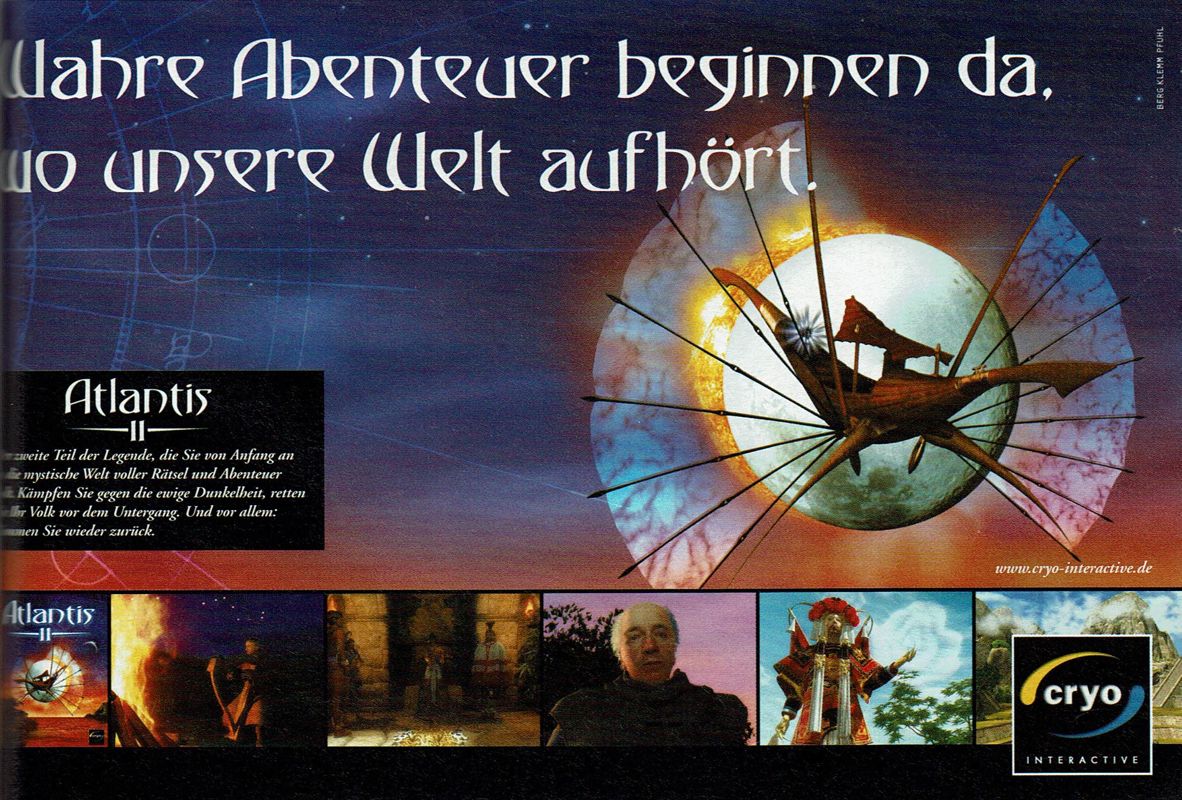Beyond Atlantis Magazine Advertisement (Magazine Advertisements): PC Player (Germany), Issue 12/1999