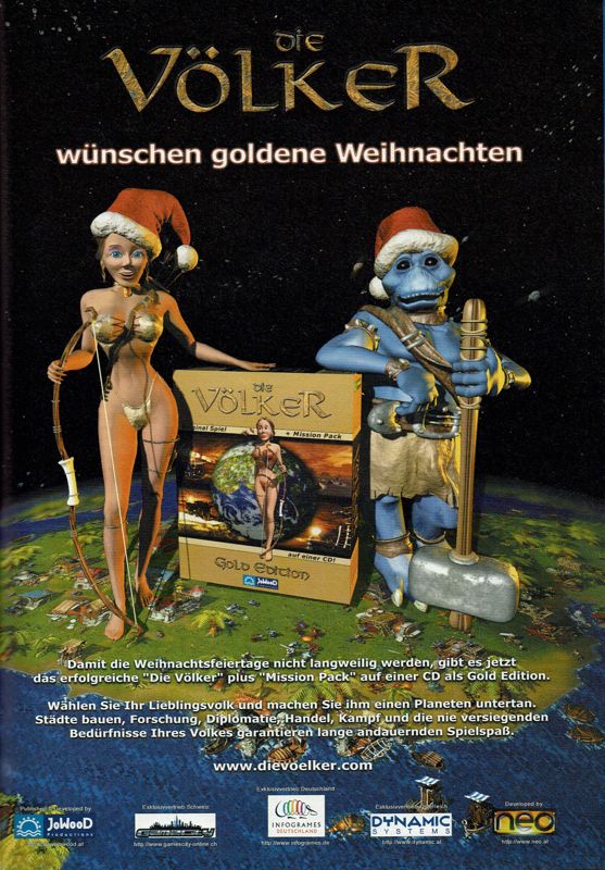 Die Völker: Gold Edition Magazine Advertisement (Magazine Advertisements): PC Player (Germany), Issue 01/2000