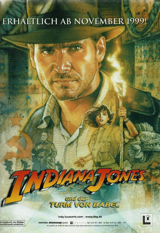 Indiana Jones and the Infernal Machine Magazine Advertisement (Magazine Advertisements): PC Player (Germany), Issue 12/1999
