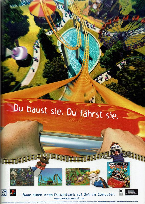 Sim Theme Park Magazine Advertisement (Magazine Advertisements): PC Player (Germany), Issue 12/1999