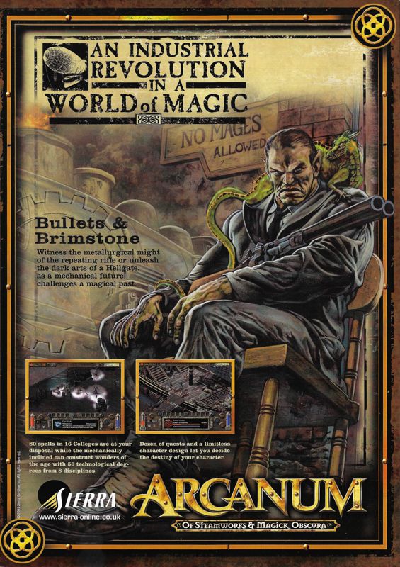 Arcanum: Of Steamworks & Magick Obscura Magazine Advertisement (Magazine Advertisements): PC Gamer (Sweden), Issue 57 (September 2001)