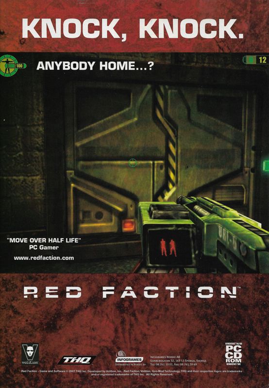 Red Faction Magazine Advertisement (Magazine Advertisements): PC Gamer (Sweden), Issue 57 (September 2001)