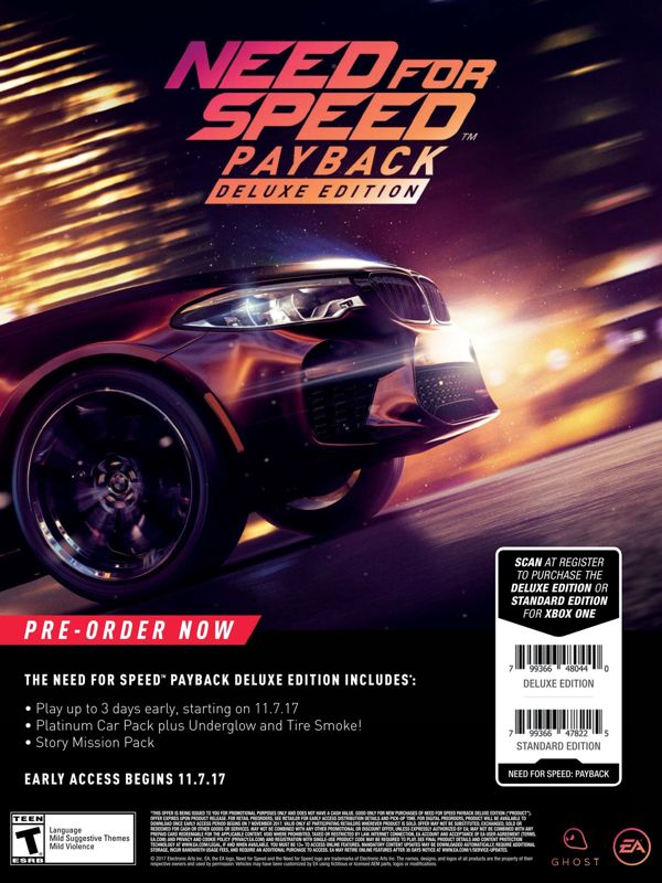 Need for Speed: Payback (Deluxe Edition) Magazine Advertisement (Magazine Advertisements): Walmart GameCenter (US), Issue 53 (2017) Page 21