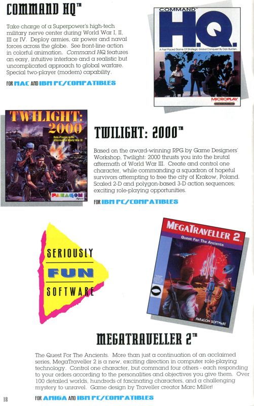 Twilight: 2000 Catalogue (Catalogue Advertisements): "MicroProse Entertainment Software" (1992)