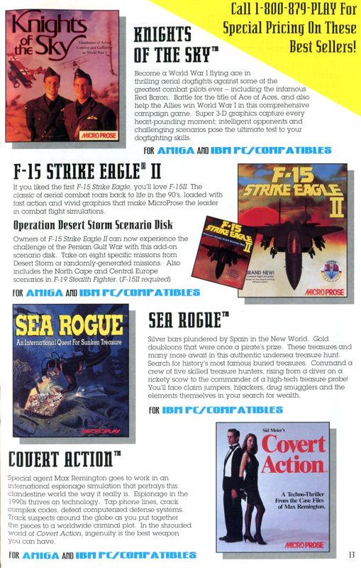F-15 Strike Eagle II Catalogue (Catalogue Advertisements): MicroProse Entertainment Software (1992)