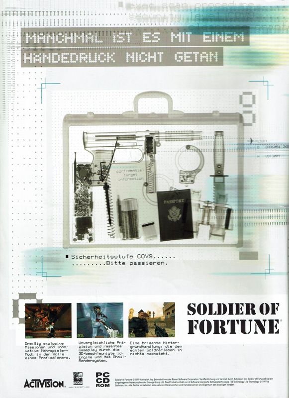 Soldier of Fortune Magazine Advertisement (Magazine Advertisements): PC Player (Germany), Issue 03/2000