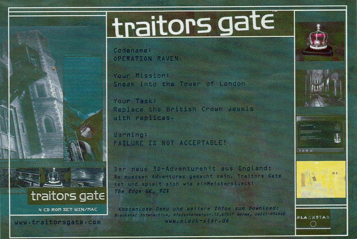 Traitors Gate Magazine Advertisement (Magazine Advertisements): PC Player (Germany), Issue 03/2000