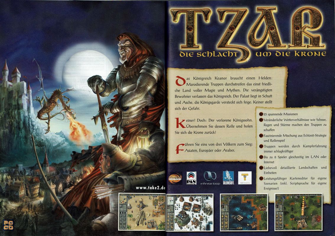 Tzar: The Burden of the Crown Magazine Advertisement (Magazine Advertisements): PC Player (Germany), Issue 04/2000